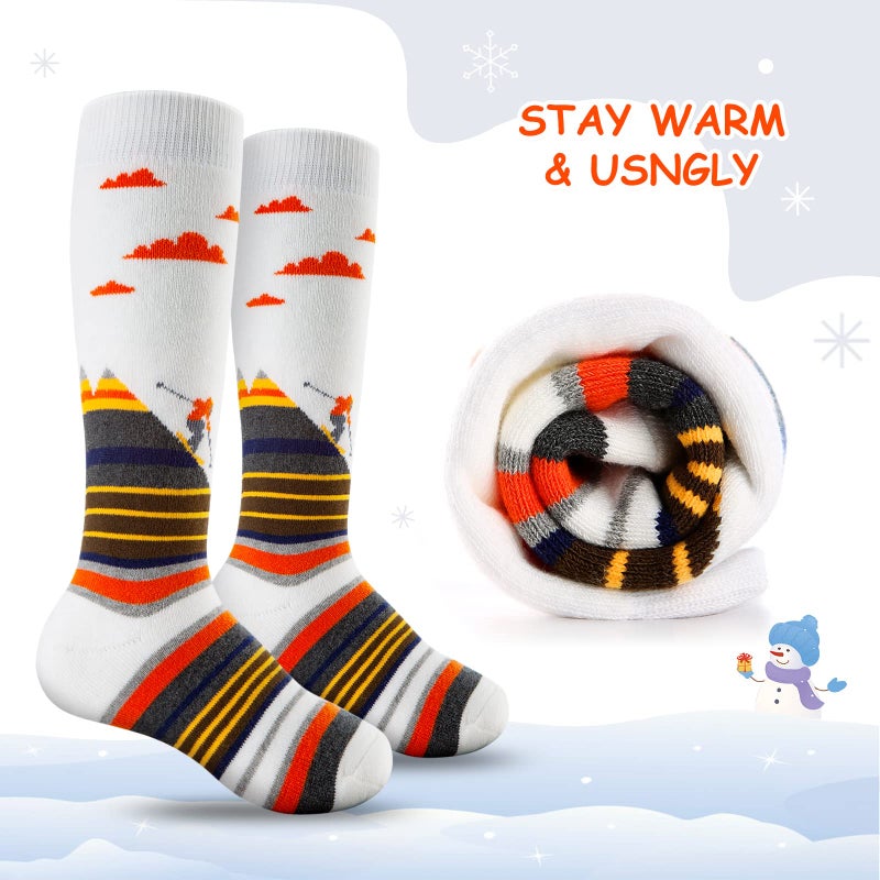 Cimkiz Ski Socks Kids Winter Warm Thermal Snow Socks, Skiing Snowboarding Skating for Toddler Boys and Girls (2 Pairs or 3 Pairs) - Image 2